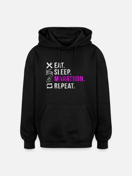 Mangez Sleep Marathon Repeat - Sweat à capuche oversize unisexe - noir