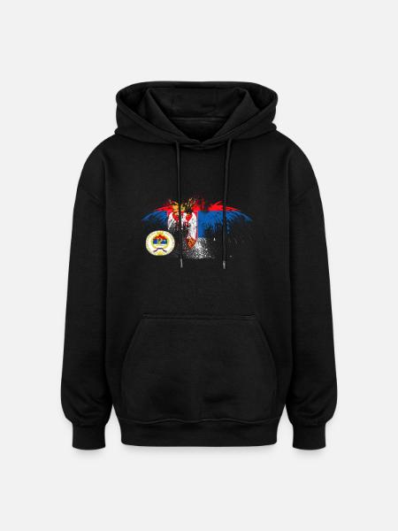 Srpska Zastava RS - Oversized Unisex Hoodie - Schwarz