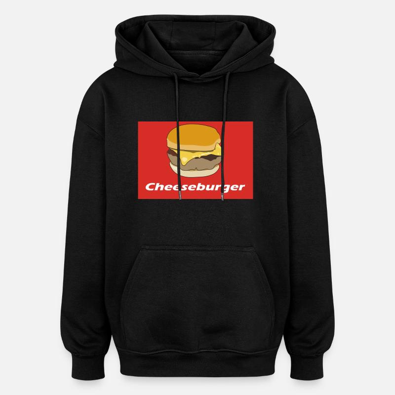 Cheeseburger - Sweat à capuche oversize unisexe - noir