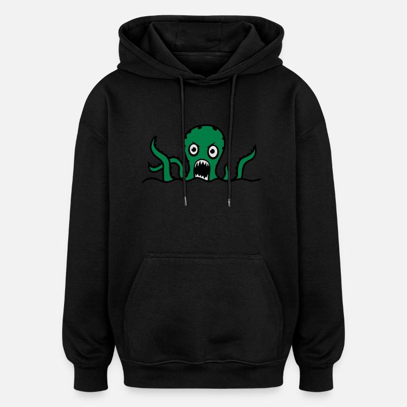 Octopus - Sweat à capuche oversize unisexe - noir