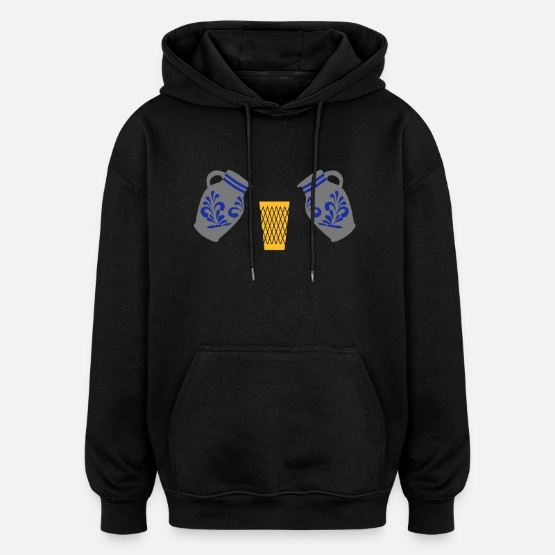 Geripptes mit Bembel - Oversized Unisex Hoodie - Schwarz
