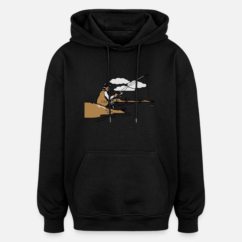 angeln relax ufer - Oversized Unisex Hoodie - Schwarz