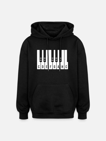 Klaviatur C-Dur Tonleiter (Klavier / Musik / 1C) - Oversized Unisex Hoodie - Schwarz