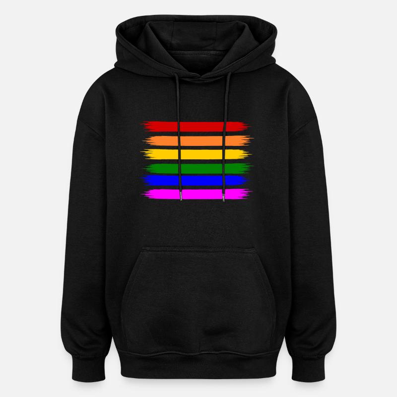 Lgbt - Sweat à capuche oversize unisexe - noir