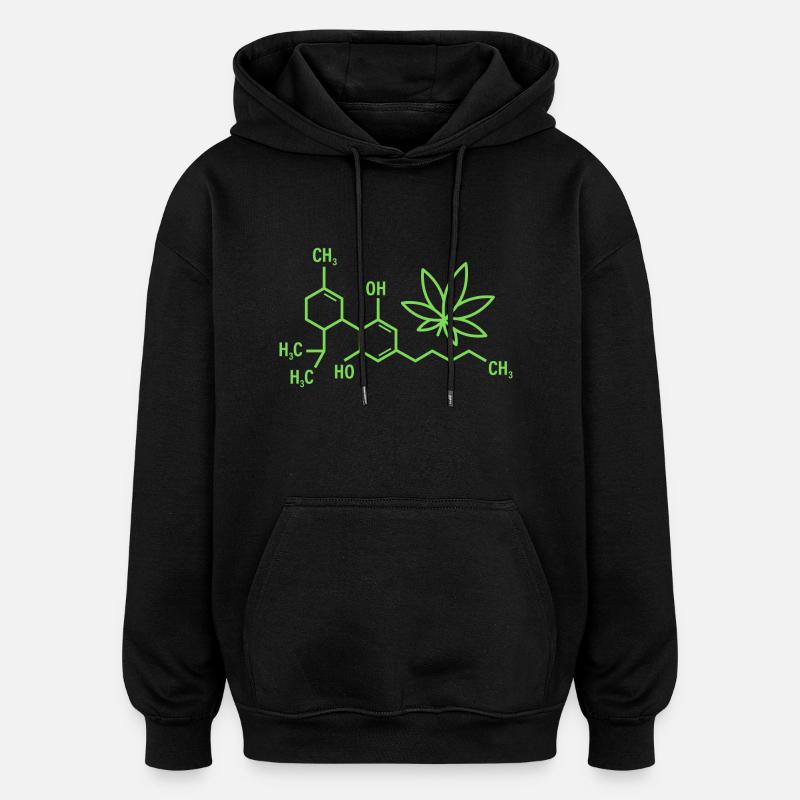 THC-Formel mit Cannabisblättern - Oversized Unisex Hoodie - Schwarz