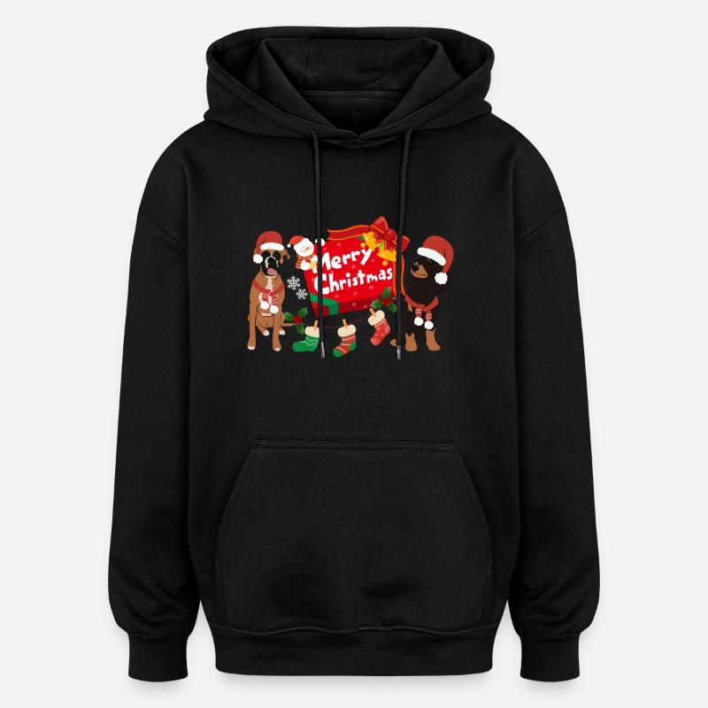 Joyeux Noël Chiens - Sweat à capuche oversize unisexe - noir