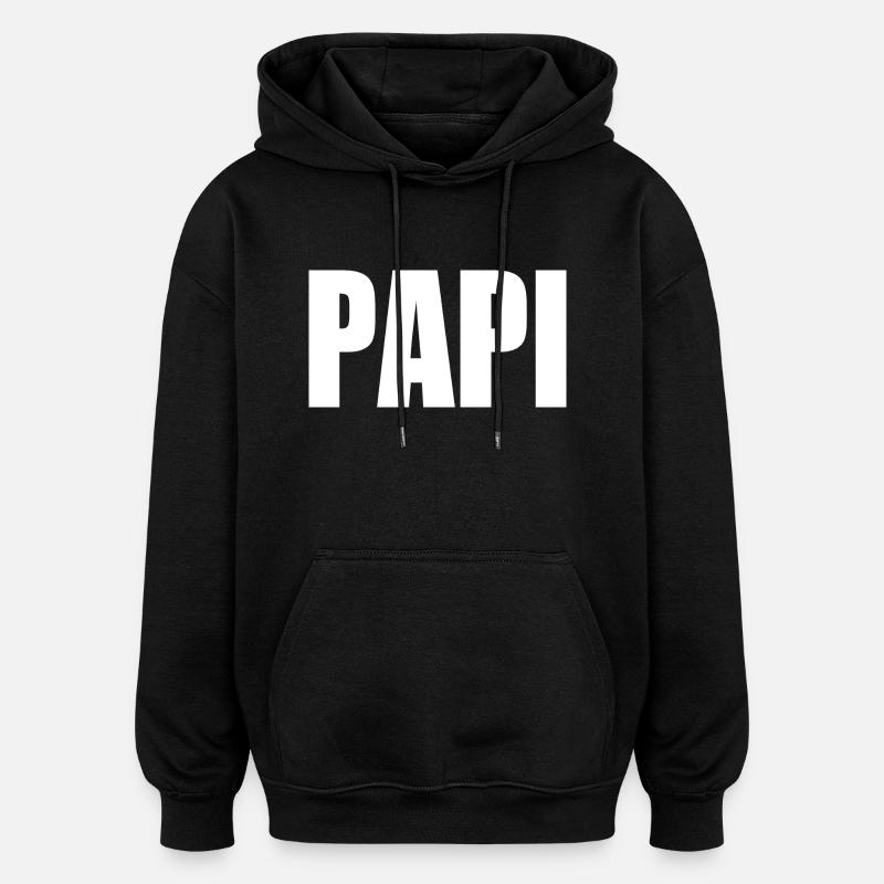 Papi - Sweat à capuche oversize unisexe - noir
