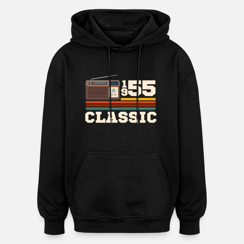 Anniversaire 1955 retro classic - Sweat à capuche oversize unisexe - noir