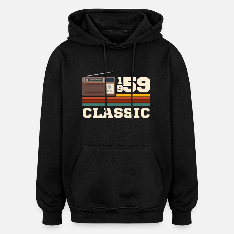 Anniversaire 1959 retro classic - Sweat à capuche oversize unisexe - noir