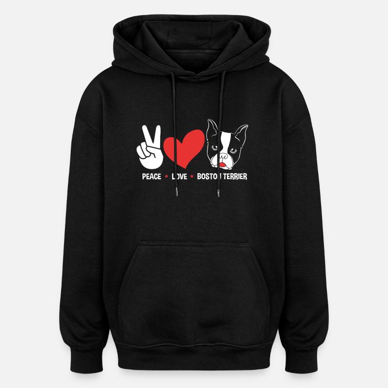 Boston Terrier - Oversized Unisex Hoodie - black