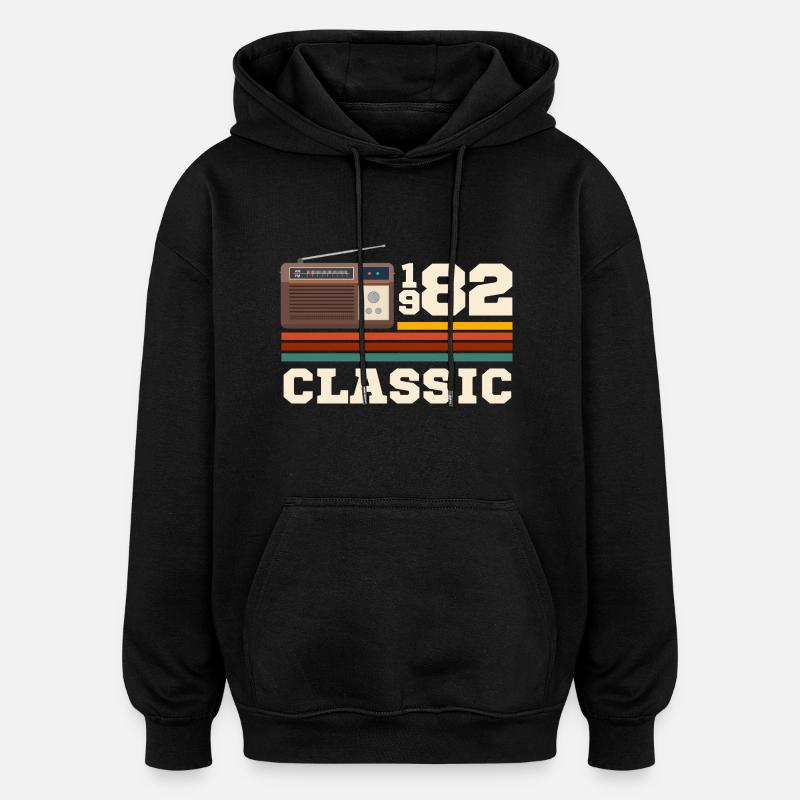 Anniversaire 1982 retro classic - Sweat à capuche oversize unisexe - noir