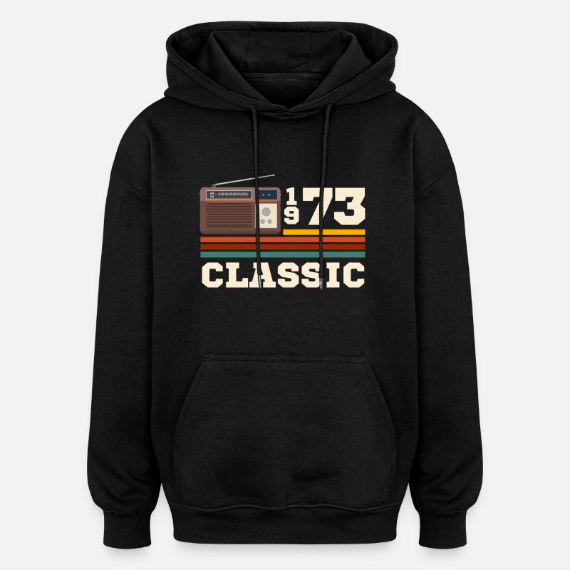 Anniversaire 1973 retro classic - Sweat à capuche oversize unisexe - noir