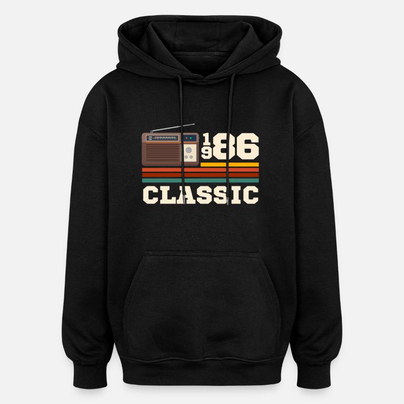 Anniversaire 1986 retro classic - Sweat à capuche oversize unisexe - noir