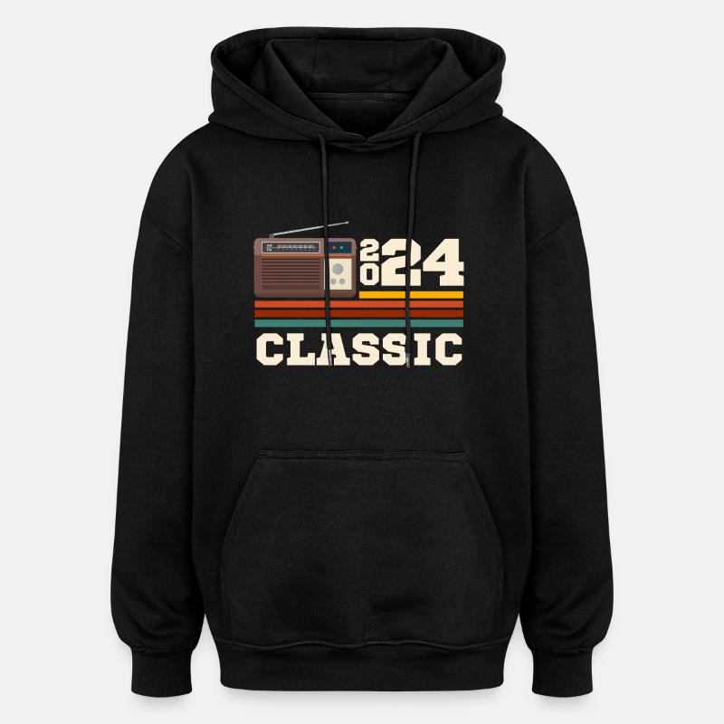 Anniversaire 2024 retro classic - Sweat à capuche oversize unisexe - noir