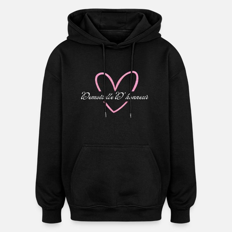 Brautjungfer Rosa Herz Glitzer - Oversized Unisex Hoodie - Schwarz