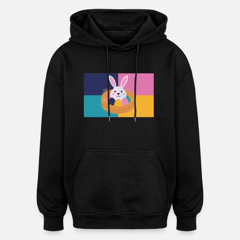 Lapin de Pâques n°05 - Sweat à capuche oversize unisexe - noir