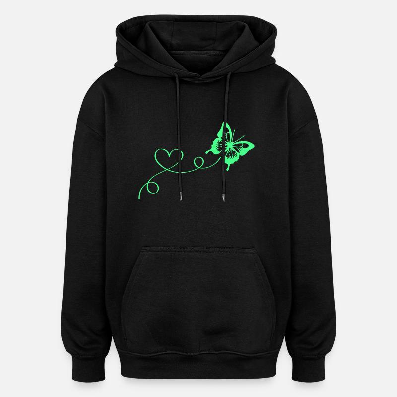 Amour papillon - Sweat à capuche oversize unisexe - noir