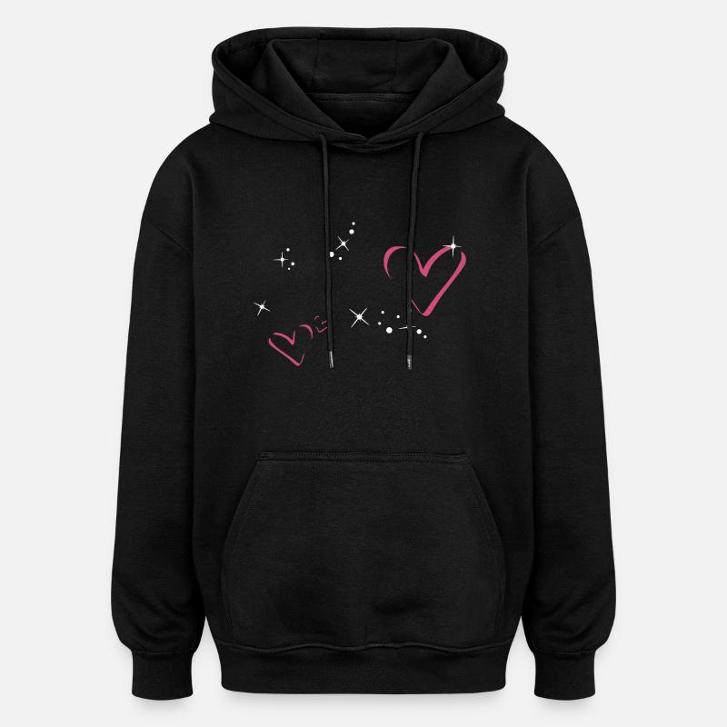 Herzen Glitzer Rahmen - Oversized Unisex Hoodie - Schwarz