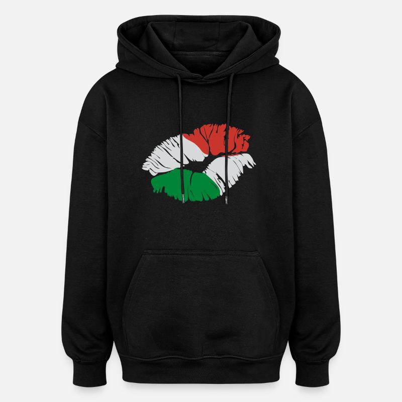 bisou italien - Sweat à capuche oversize unisexe - noir