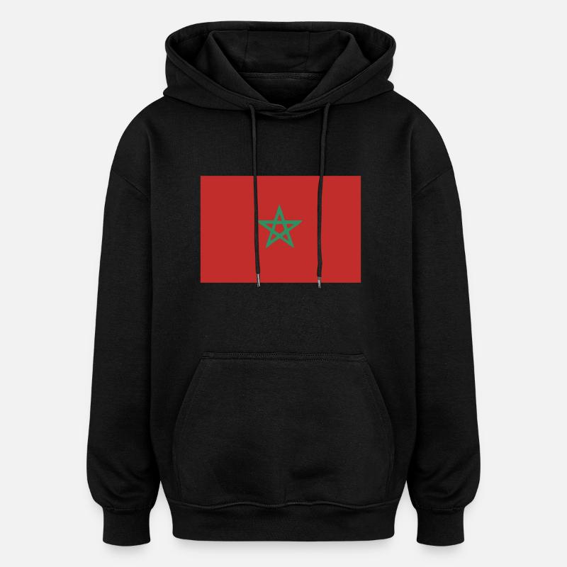 Drapeau du Maroc - Sweat à capuche oversize unisexe - noir