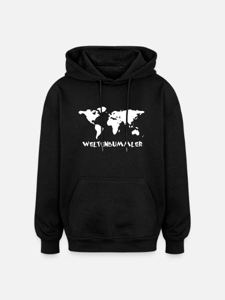 Weltenbummler - Oversized Unisex Hoodie - Schwarz