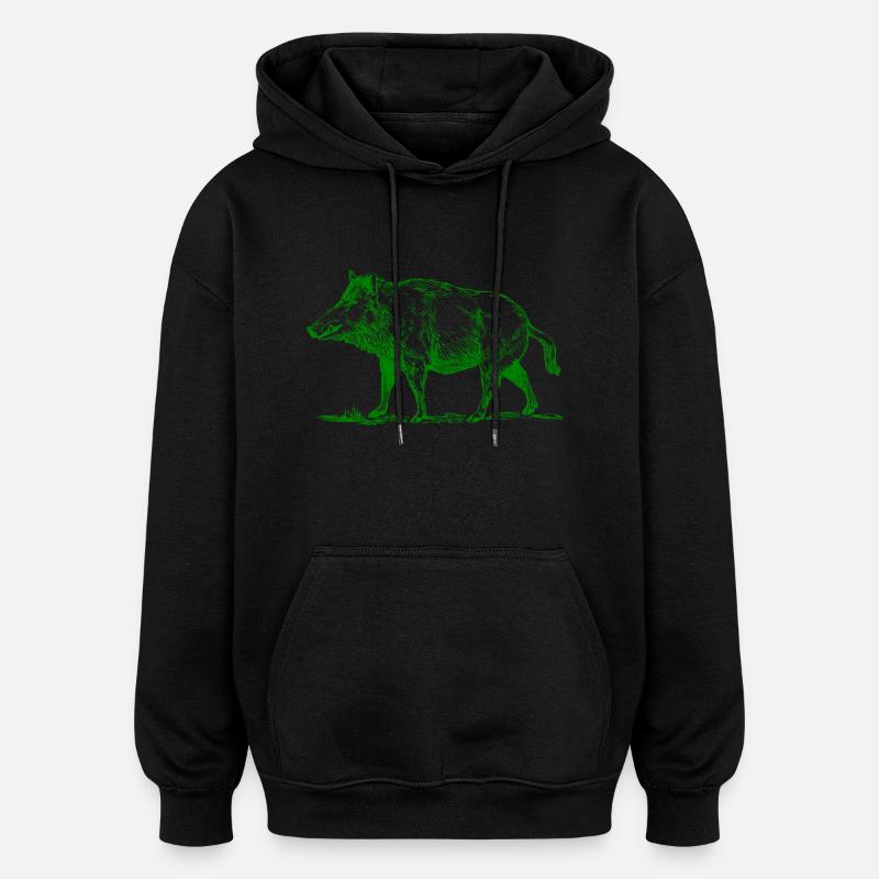 pig39 - Sweat à capuche oversize unisexe - noir