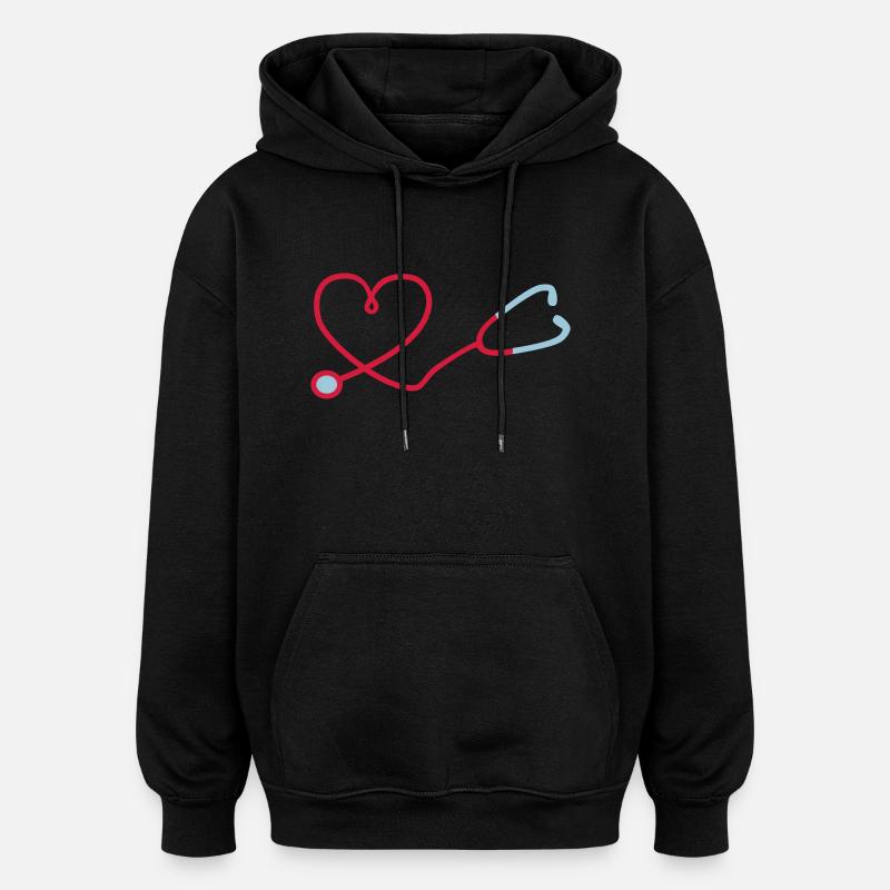 2541614 132910789 stéthoscope - Sweat à capuche oversize unisexe - noir