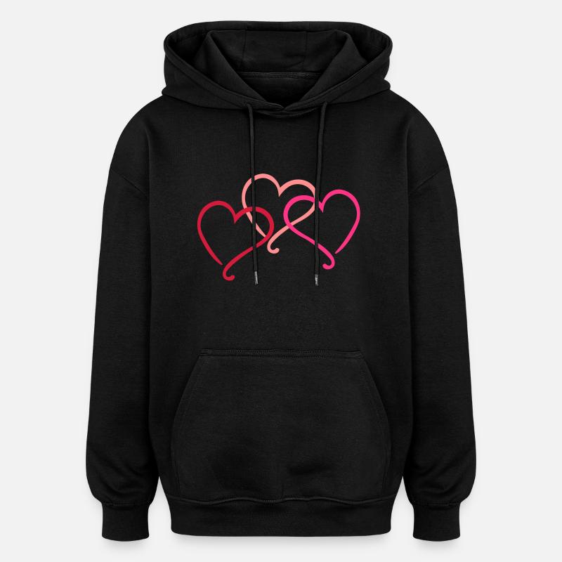 Herzen - Oversized Unisex Hoodie - Schwarz