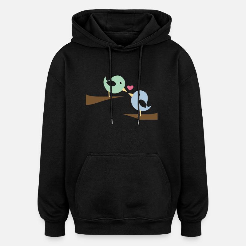 Amoureux des oiseaux - Sweat à capuche oversize unisexe - noir