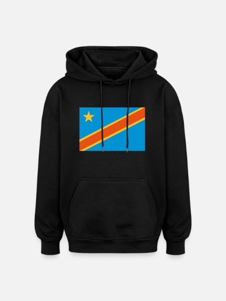 drapeau Congo Kinshasa - Congo flag - Sweat à capuche oversize unisexe - noir