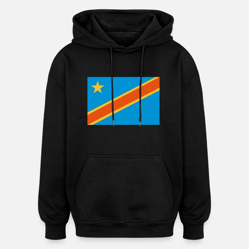 drapeau Congo Kinshasa - Congo flag - Sweat à capuche oversize unisexe - noir