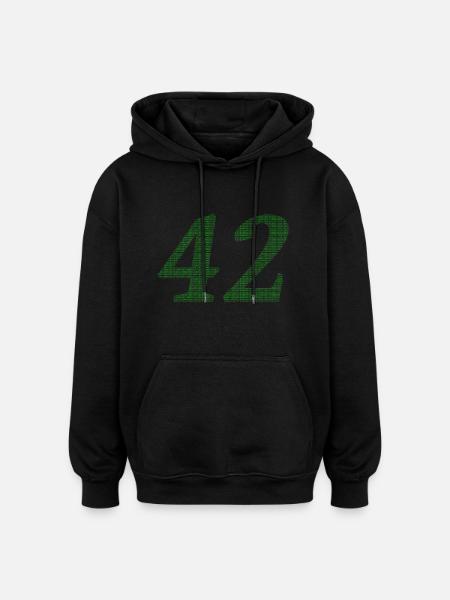 42 - Oversized Unisex Hoodie - Schwarz