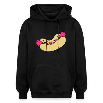 Hot Dog - Oversized Unisex Hoodie - Schwarz - Vorne - Noah (186cm)