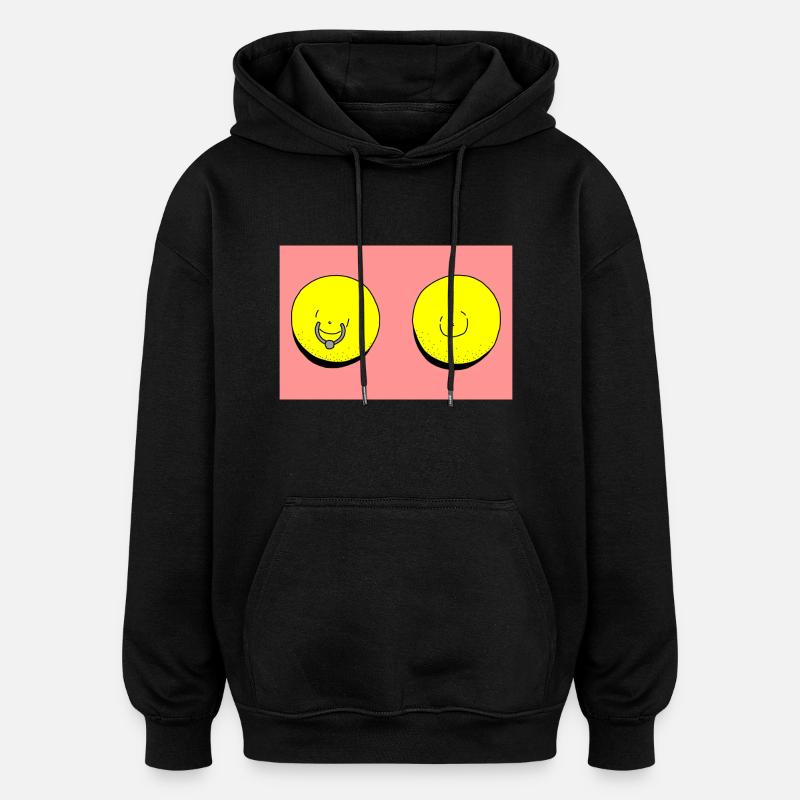 zitrone piercing rot - Oversized Unisex Hoodie - Schwarz