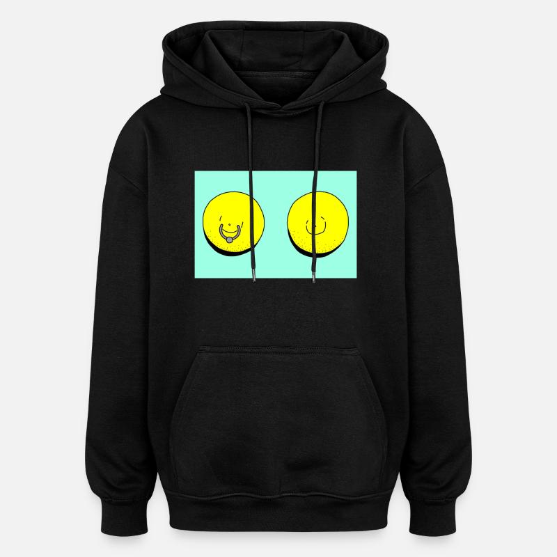 lemon piercing turquoise - Oversized Unisex Hoodie - black