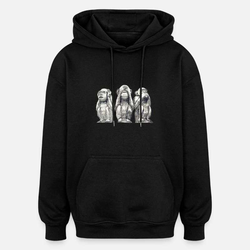 monkey - Oversized Unisex Hoodie - black