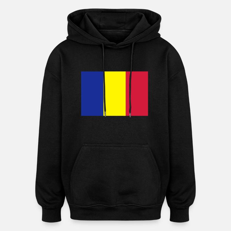 drapeau_roumanie - Sweat à capuche oversize unisexe - noir