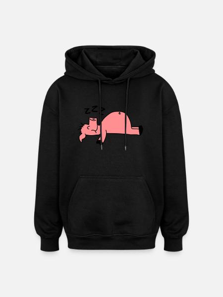 Sleeping Pig - Oversized Unisex Hoodie - black