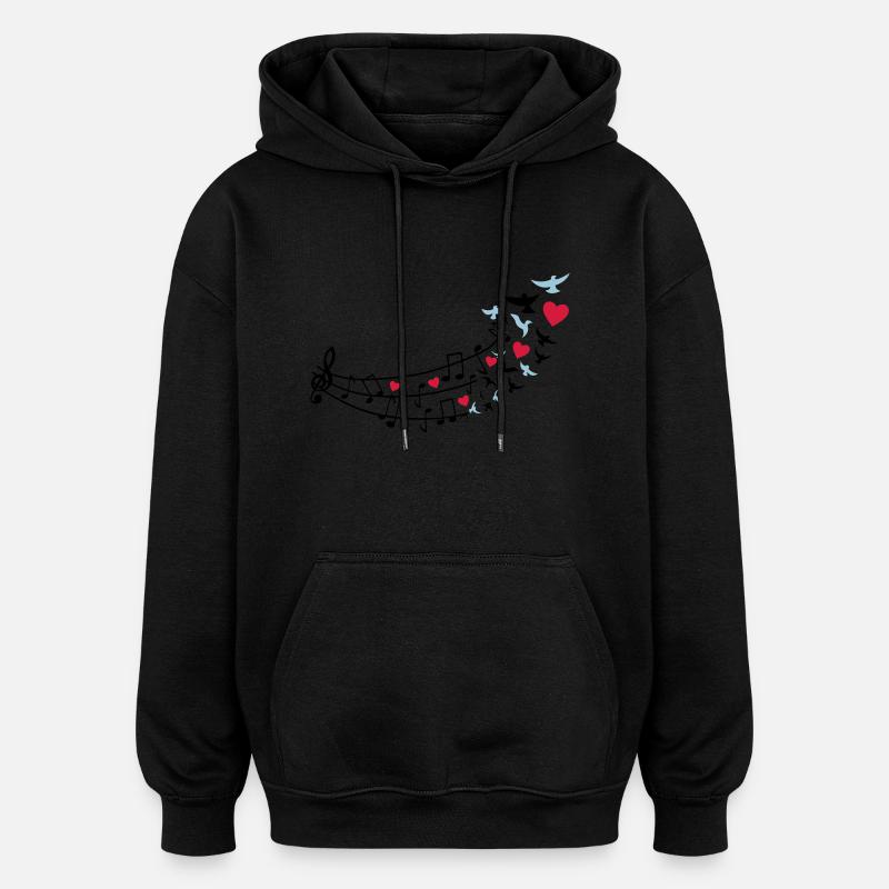 love_music_noten2 - Sweat à capuche oversize unisexe - noir