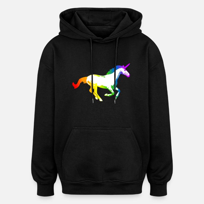 Einhorn - Oversized Unisex Hoodie - Schwarz