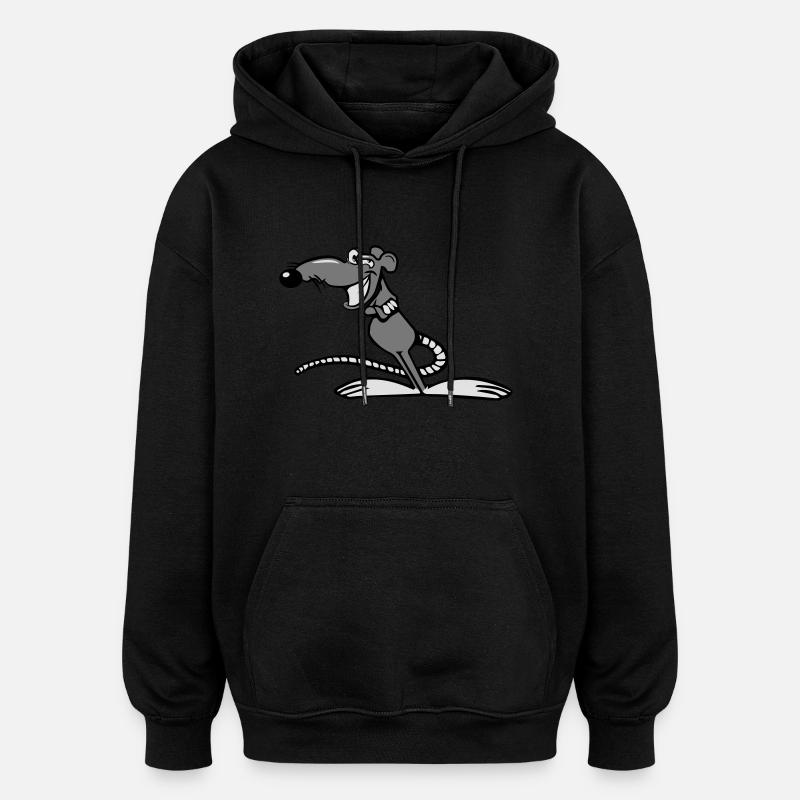 rat drôle cool - Sweat à capuche oversize unisexe - noir