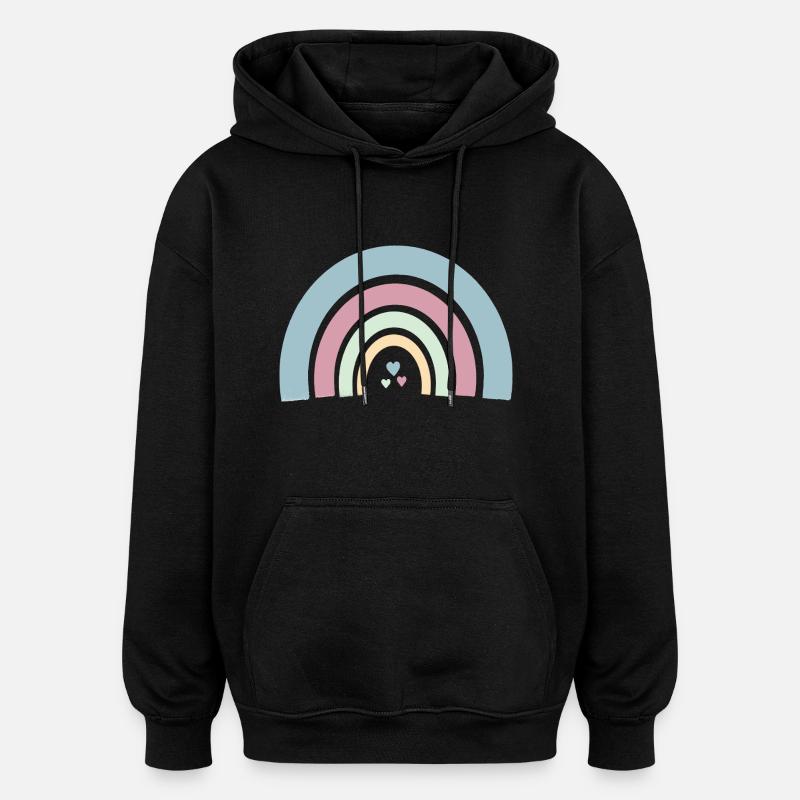 Arc-en-ciel - Sweat à capuche oversize unisexe - noir