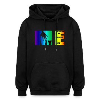 Manifesto of Me: Choice, Decision, Life - Oversized Unisex Hoodie - black - Front - Noah (186cm)