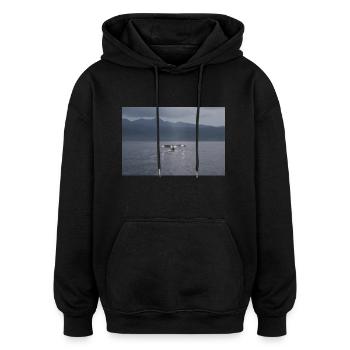 Wal Flosse - Oversized Unisex Hoodie - Schwarz - Vorne - Noah (186cm)