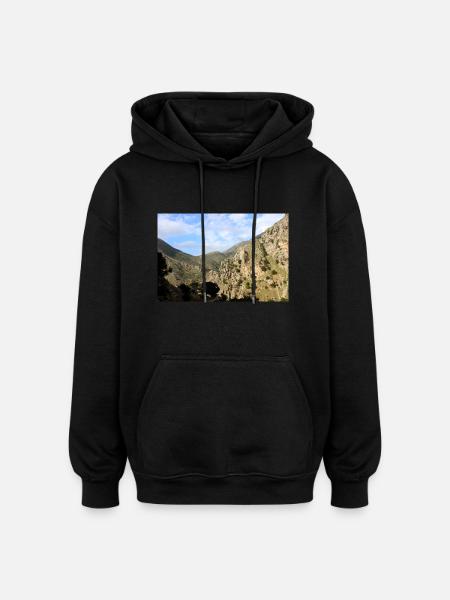 Mountain Mountains Mountain Landscape Poster - Oversized Unisex Hoodie - black