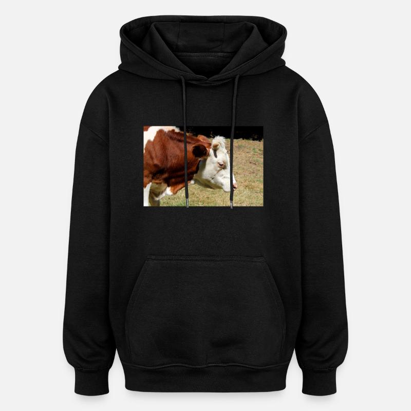 Affiche de vache - Sweat à capuche oversize unisexe - noir