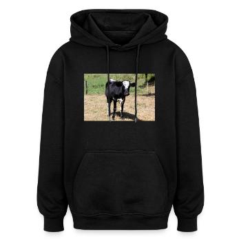 Cow Poster - Oversized Unisex Hoodie - black - Front - Noah (186cm)