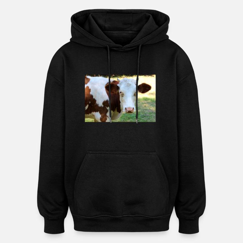 Affiche de vache - Sweat à capuche oversize unisexe - noir