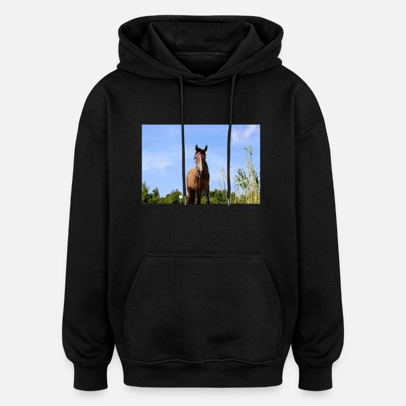 Pferd - Oversized Unisex Hoodie - Schwarz