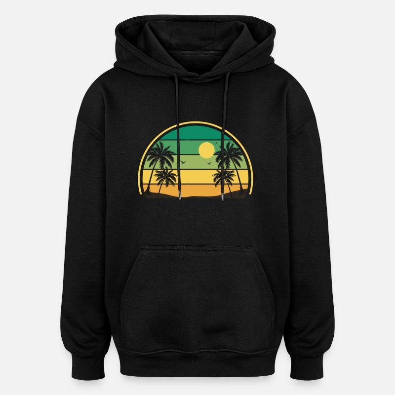 Retro Summer Sunset - Oversized Unisex Hoodie - black